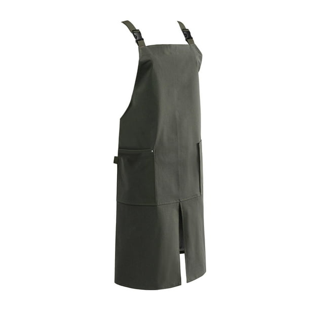 Delantal de cocina, delantal de chef, delantal de trabajo para restaurante de café con bolsillo, delantal de chef de cocina Verde