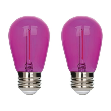 Westinghouse 2 Watt (40 Watt Equivalent) Pink S14 Omni Filament LED Light Bulb Medium (E26) Base, 2-Pack