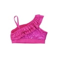thumbnail image 6 of Haitryli Kids Girls Sequin Ruffled Ballet Dance Crop Top Modern Jazz One Shoulder Cami Tank Tops Hot Pink 10, 6 of 7