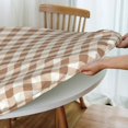 thumbnail image 5 of Round Fitted Tablecloth 44 Inch, Brown White Plaid Fitted Round Table Cover Fitted Table Clothes Breathable Table Cloth Kitchen Tablecover for Dining, Party, Buffet, Wedding, 5 of 8