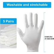 5Pairs Moisturizing Gloves Overnight, Cotton Gloves for Dry Hands Eczema,White Cotton Gloves for Men and Women, One Size Fit Most Cloth Gloves
