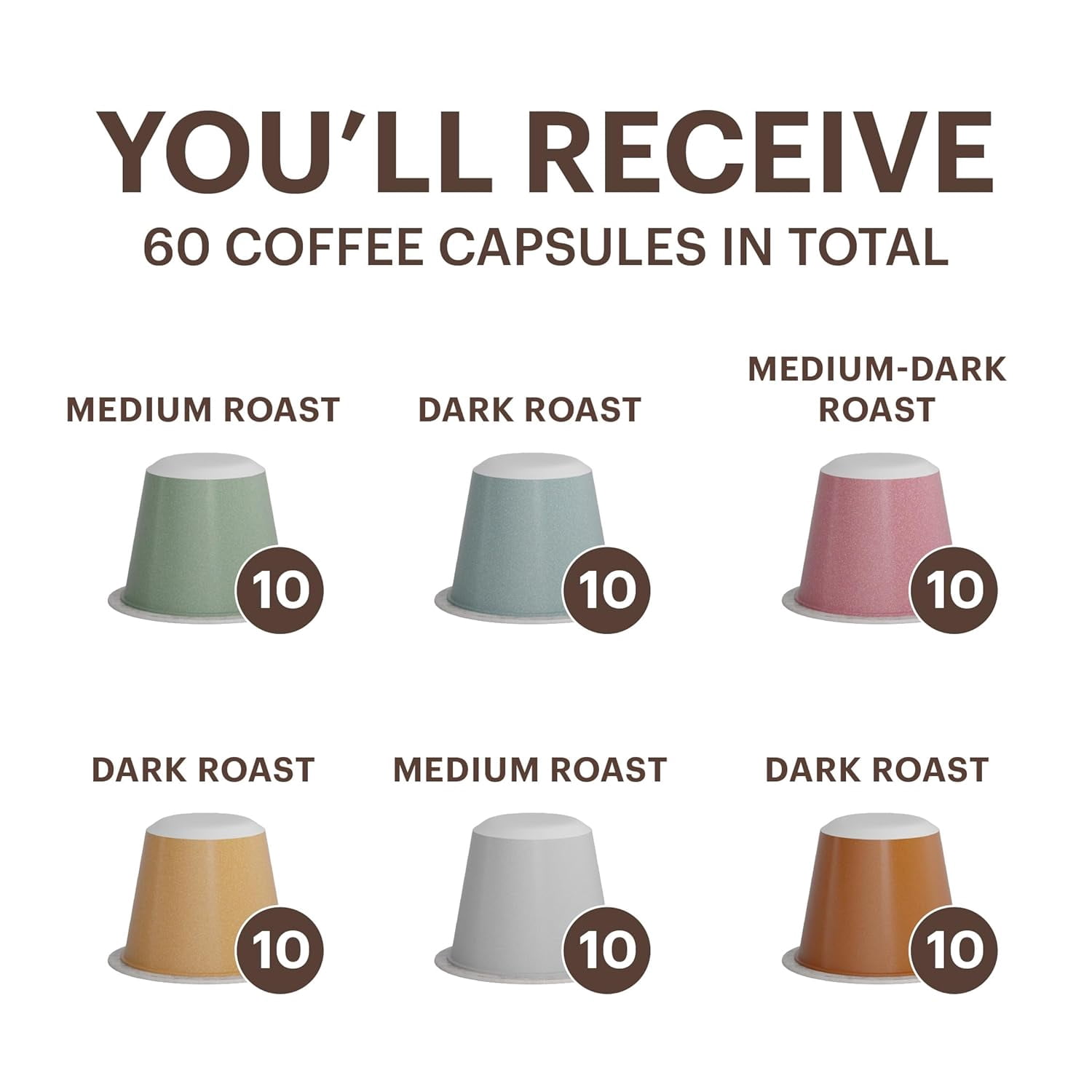G GRANA Coffee Pods, Compatible with Nespresso OriginalLine, 60 Count, Medium and Dark Roast Espresso, USDA Organic 100% Arabica Single Source Specialty Coffee, Compostable Capsules, Variety Pack