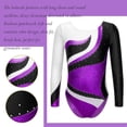 thumbnail image 6 of YONGHS Kids Girls Long Sleeve Gymnastic Ballet Dance Leotard Shiny Color Patchwork Bodysuit Purple 14, 6 of 6