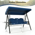 thumbnail image 3 of Gymax 3-Seat Patio Swing Chair w/ Adjustable Canopy Thickened Cushions Pillow Outdooor Navy, 3 of 8
