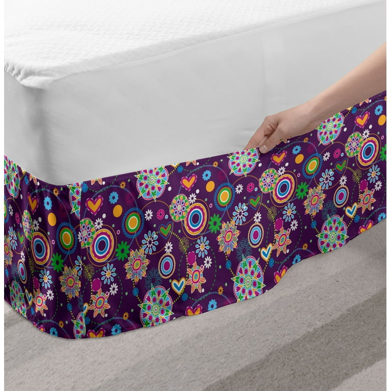 Hippie Bed Skirt Sixties Style Illustration with Peace and Love