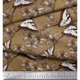 thumbnail image 2 of Soimoi Brown polyester Crepe Fabric Flower & Butterfly Decor Fabric Printed BTY 52 Inch Wide, 2 of 5