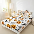thumbnail image 4 of jejeloiu Bats Spider Webs Full Size Sheets,Halloween Theme Bed Sheets,Funny Orange Pumpkin Sheet Sets For Child,Ultra Soft Bedroom Decorative,4pcs, 4 of 7