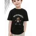thumbnail image 1 of T-Shirts Garçons T-Shirt Imprimé Moutarde Amusant pour Jeunes - Manches Courtes Col Rond Doux et Confortable, Noir avec "Moutarde!" Design Graphique, Parfait pour l'Été, Tenue Décontractée pour Jeunes, 1 of 6
