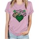 thumbnail image 1 of Camisetas de Manga Corta para las Mujeres de Moda Imprimir Cuello Redondo Camiseta, Mezcla de Poliéster Ligero para Primavera Verano Otoño, 1 of 8