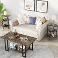 thumbnail image 5 of Recaceik 3 Piece Modern Faux Marble and Metal Living Room Table Set, White/Gold, 5 of 9