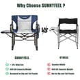 thumbnail image 6 of Sunnyfeel Oversized Camping Directors Chair, 600 LBS Portable Folding Chair with Side Pocket and Side Table for Beach, Fishing, Picnic, Lawn, Outdoor, Blue, 6 of 9