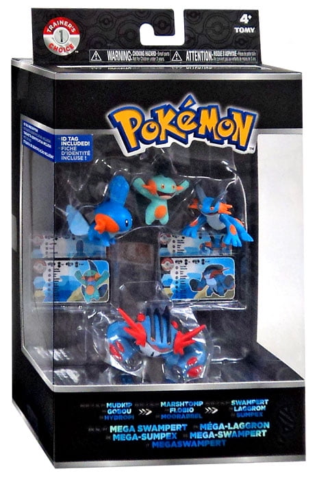 Pokemon XY Mudkip, Marshtomp, Swampert & Mega Swampert Mini Figure 4-Pack - Walmart.com