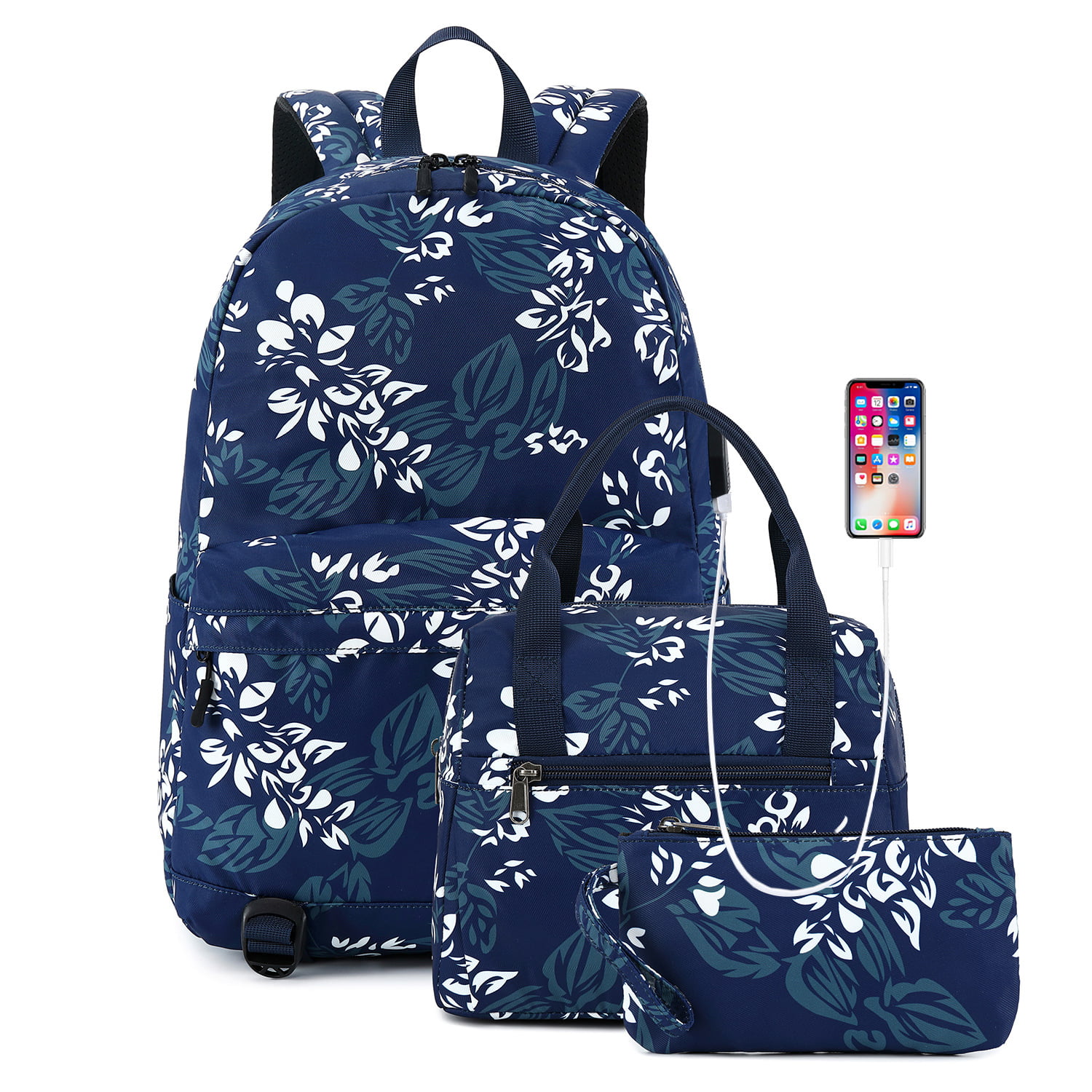 Tropical Flower Women's Travel Outdoor Canvas Backpack Large Size Padded Strap 