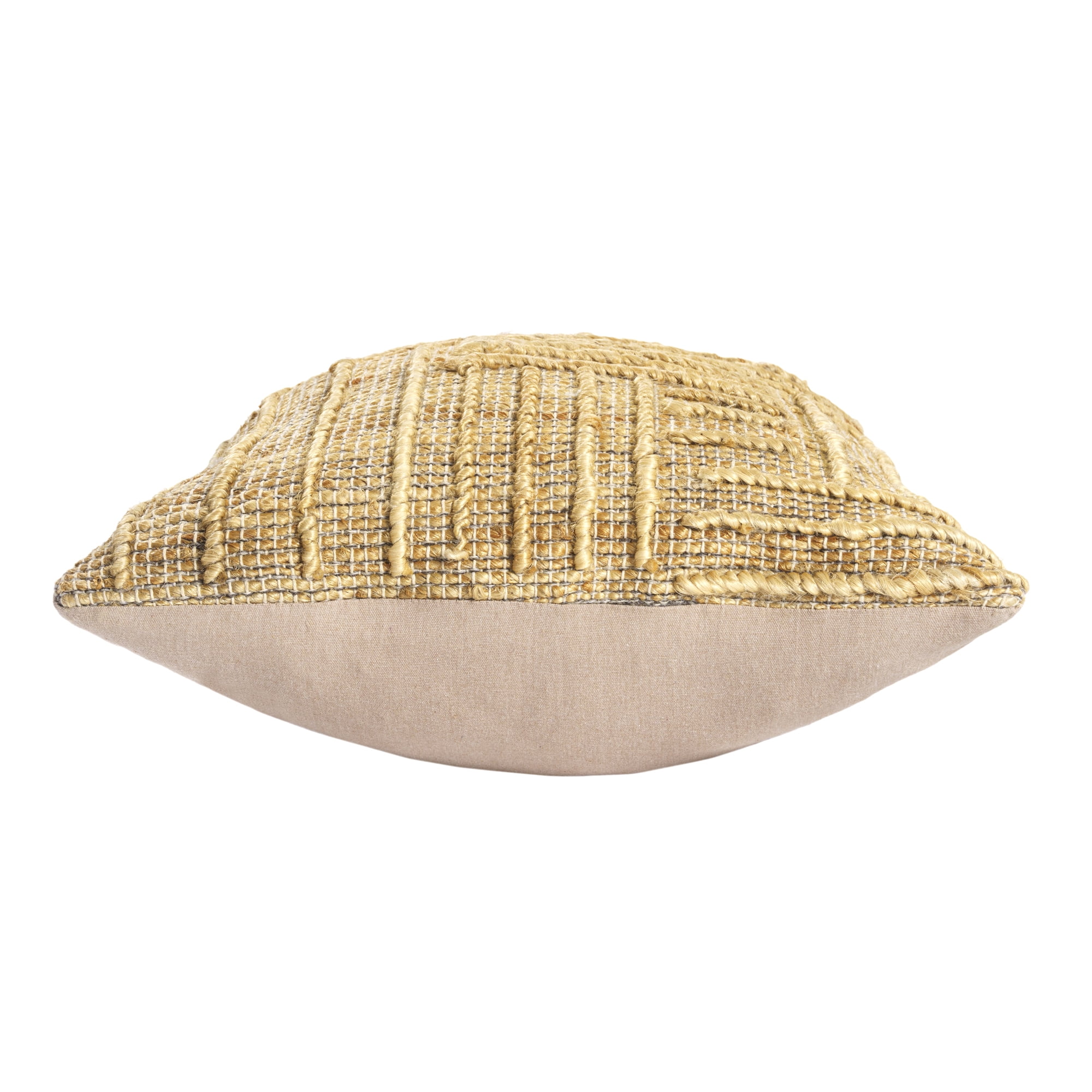 Ox Bay Nel 22" x 22" Natural Striped Geometric Jute Adult Decorative Down-Alternative Throw Pillow