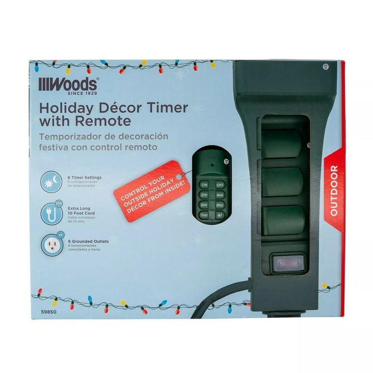 Woods Outdoor Holiday Decor Timer with Remote