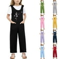 thumbnail image 6 of Weebloom Overalls for Girls Outdoor Casual School With Round Neck Design Ages 5-14 Comfortable and Stylish With Pockets Girls' Jumpsuits Rompers Green 5-6 Years, 6 of 7