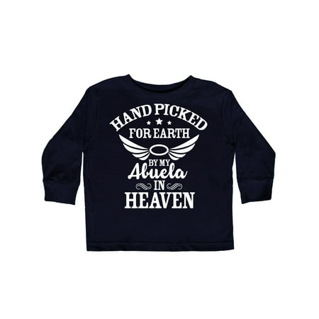 

Inktastic Handpicked for Earth by My Abuela in Heaven with Angel Wings Gift Toddler Boy or Toddler Girl Long Sleeve T-Shirt