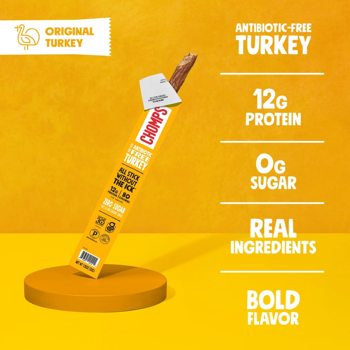 (8 pack) Chomps Original Turkey Jerky Meat Snack Stick (1.15oz Stick)
