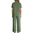 thumbnail image 3 of yillto Lounge Sets for Womens Crew Neck Short Sleeve Shirts Top and Wide Leg Loose Pants Sleepwear Causal 2 Piece, 3 of 7