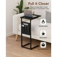thumbnail image 2 of C Shaped End Table, Small Side Table for Couch, Couch Side Table Arm C Table for Sofa, TV Tray Slide Under Sofa Drink Table with Metal Frame for Living Room, Bedroom, Bedside, Black, 2 of 18