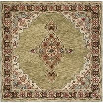 SAFAVIEH Aspen Emilija Oriental Wool Area Rug, Sage/Brown, 3' x 3' Square