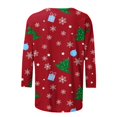 thumbnail image 4 of IROINNID Discount Christmas Shirts for Women Christmas Graphic Printed T-shirt 3/4 Sleeves Pullover Crewneck Casual Tops,Red, 4 of 5