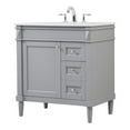 thumbnail image 1 of Pemberly Row Coiffeuse de Salle de Bain Simple en Aluminium MDF 32 Pouces Gris, 1 of 8