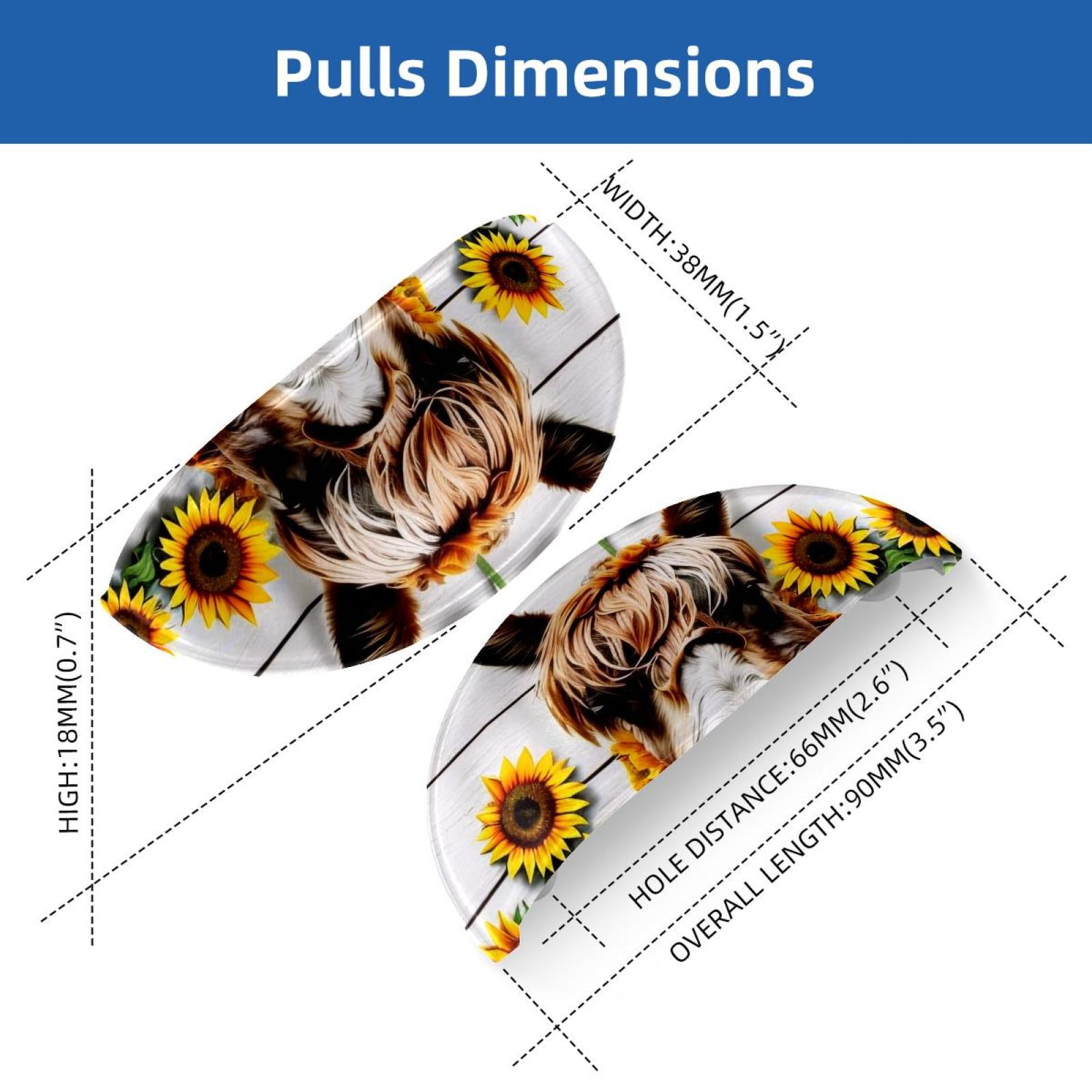 PhooArto 6 Pcs Cup Drawer Pulls, Alpaca Wooden Board Sunflower Shell Shape Handles Cabinet Knobs for Dresser Cupboard Closet Wardrobe with Screws
