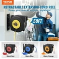 thumbnail image 3 of Retractable Extension Cord Reel 50FT, 14AWG 3-Outlet Power Cord, Heavy Duty SJTOW, 15A/1875W, 3 of 11