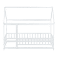 thumbnail image 6 of PAPROOS Twin Size House Floor Bed, Solid Wood House Bed with Roof Frame and Safety Guardrails, Twin Floor Bed for Little Girls Boys, No Box Spring Needed, White, 6 of 8