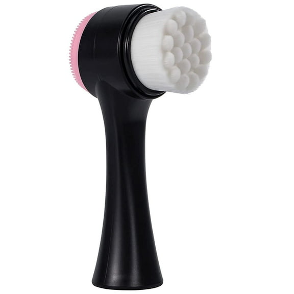 Face brush 2 in 1, Facial Cleansing Exfoliating Scrubber Brush, Silicone Double Side Face Wash Scrub Brush with Super Soft Bristles for Deep Pore Cleansing, Massaging, Skincare Makeup Removal