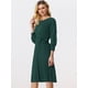thumbnail image 3 of Vestido de Punto con Cinturón para Mujer con Cuello Redondo Mangas faroles Vestido de Suéter Casual Verde XL, 3 of 6