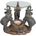 thumbnail image 4 of Ebros Trio African Savanna Elephants Trumpeting Oil Warmer Statue Wax Tart Burner Aroma Scent Diffuser Resin Safari Themed Decorative Figurine, 4 of 5
