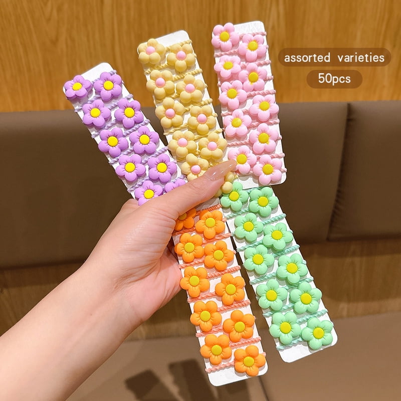 50 colorful random cute small rubber band headband hair accessories suitable for daily use