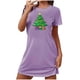 thumbnail image 2 of Camisón corto navideño para mujer, talla grande, cuello redondo, manga corta, estampado en el pecho, vestido de noche para mujer, 2 of 3