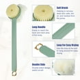 thumbnail image 3 of Unique Bargains Back Scrubber Double-sided Bath Brush for Bath Shower 14.96"x3.94"x2.76" Green with Bath Flower, 3 of 7