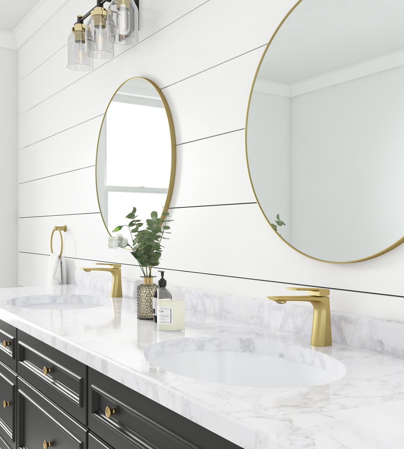 YZZY Brushed Gold Single Handle Vessel Sink Faucet Hot and Cold Water Mixer Brass Body Single Hole Bathroom Sink Faucet