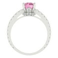 thumbnail image 4 of 1.465 ctw Solitaire with Zirconia Diamond Accents Anniversary Ring for Women | Round Cut Simulated Pink Diamond | Hyperallergenic Solid 18K White Gold, 4 of 5