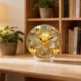 thumbnail image 3 of Hoease 10 Inch Silent Wall Clock, Stained Glass Glowing Lotus Decorative Wall Clock, Battery Operated Non-Ticking Round Clock for Living Room Bedroom Floral Home Decor, 3 of 10