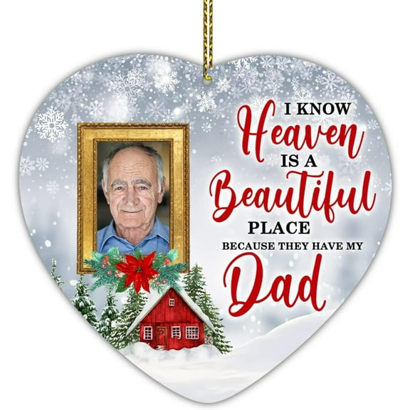 Personalized Memorial Ceramic Ornament – Custom Photo Christmas Keepsake, Sympathy Gift for Family Loss of Mom Dad in Heaven 2025