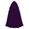 thumbnail image 5 of Wensltd Women Men Christmas Lace Ruffle Trim Solid Color Hooded Short Velvet Cape Matching Set Festive Warm Party Costume Red, 5 of 6