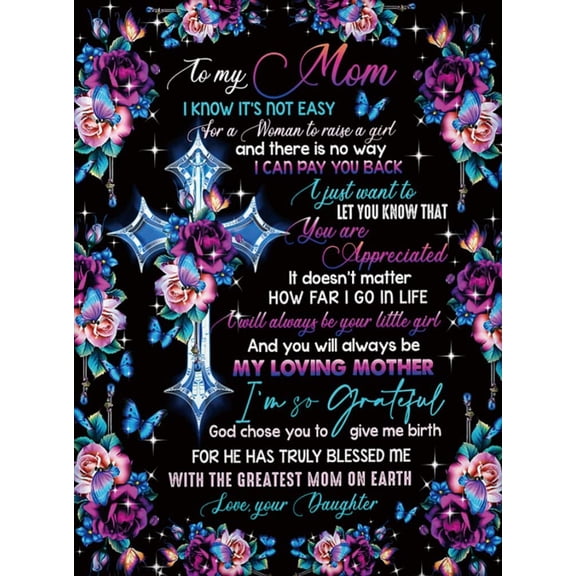 Love You Letter Blanket Fleece Throw Blanket Loving Gifts for Easter Mother''s Day Father''s Day Birthday 50" * 60" (Cross- to My Mom)