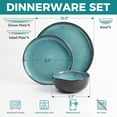 thumbnail image 3 of Pokini 12-Piece Stoneware Dinnerware Sets, Kitchen Plates and Bowls Sets, Dish Sets for 4,Green Black, 3 of 8