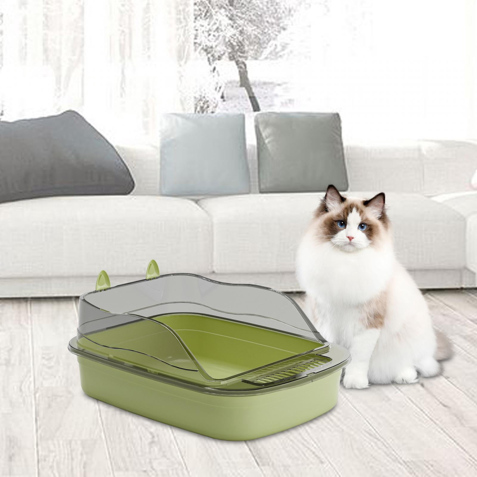FITYLE Cat Litter s Toilet Anti Splashing 50x34x18cm Cat Sand Box with High Side Cat Sand Basin Large Bedpan Kitty Litter Pan green