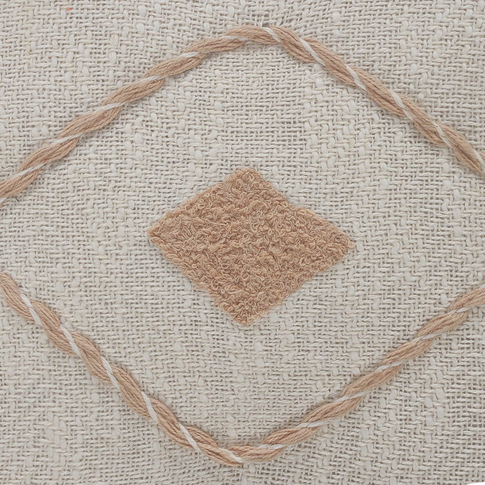 LR Home Ox Bay Hand-Woven Tan/White Geometric All-Natural Cotton Pillow Cover