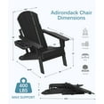 thumbnail image 3 of FOOWIN Adjustable Backrest Folding Adirondack Chair with Cup Holder, HDPE Weather Resistant Fire Pit Chair, Black, 3 of 9