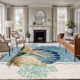 thumbnail image 2 of Area Rug 72×108in, Underwater Starfish Shell Conch Floor Carpet Living Room Rug, Ocean Coral Beige Linen Non-Slip Welcome Mat Indoor Rugs for Bedroom Dining Room, 2 of 9