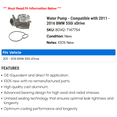 thumbnail image 2 of Water Pump - Compatible with 2011 - 2016 BMW 550i xDrive 2012 2013 2014 2015, 2 of 2