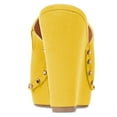 thumbnail image 4 of YDN Women Comfy Open Toe Studded Slide Sandals High Wedge Heels Platform Clogs Mules Slip On Shoes Size 10 Yellow, 4 of 5