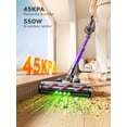 thumbnail image 2 of Aspiradora inalámbrica de 550 W, 45 kPa, 60 minutos de uso, para el hogar, con potente succión, base de carga para pared, batería extraíble, ideal para pelo de mascotas, alfombras y suelos., 2 of 5